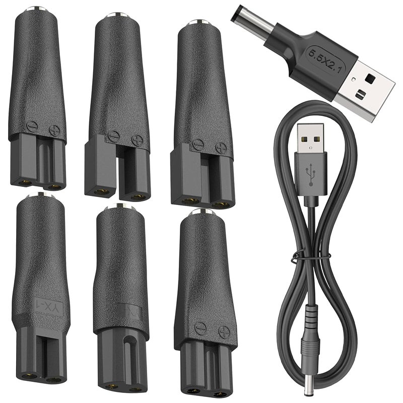 Pinkind 8 PCS Power Cord 5V Replacement Charger USB Adapter Set Compatible with Various Types of Electric Hair Clippers,Beard Trimmers,Shavers, Beauty Instruments,Electric Hairdressers,Desk Lamps,Purifiers - Image 1